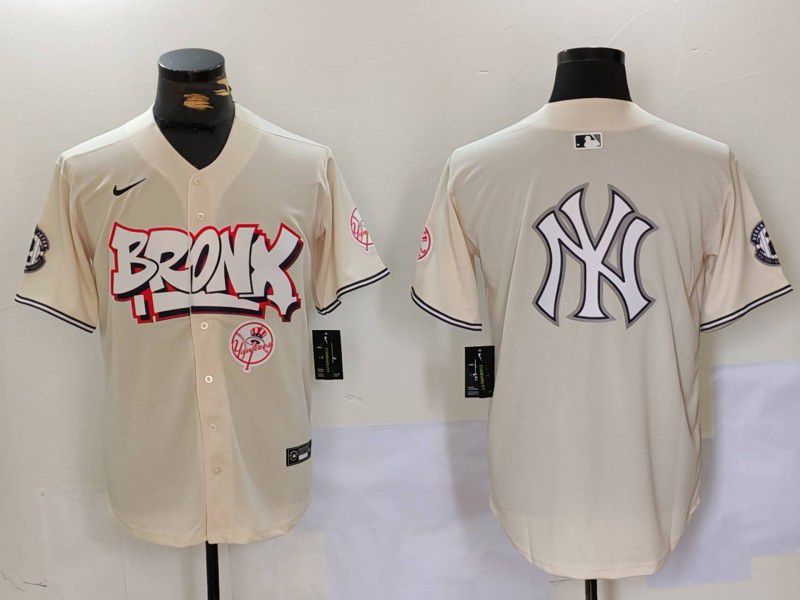 Men New York Yankees Blank Cream joint name 2024 Nike MLB Jersey style 14